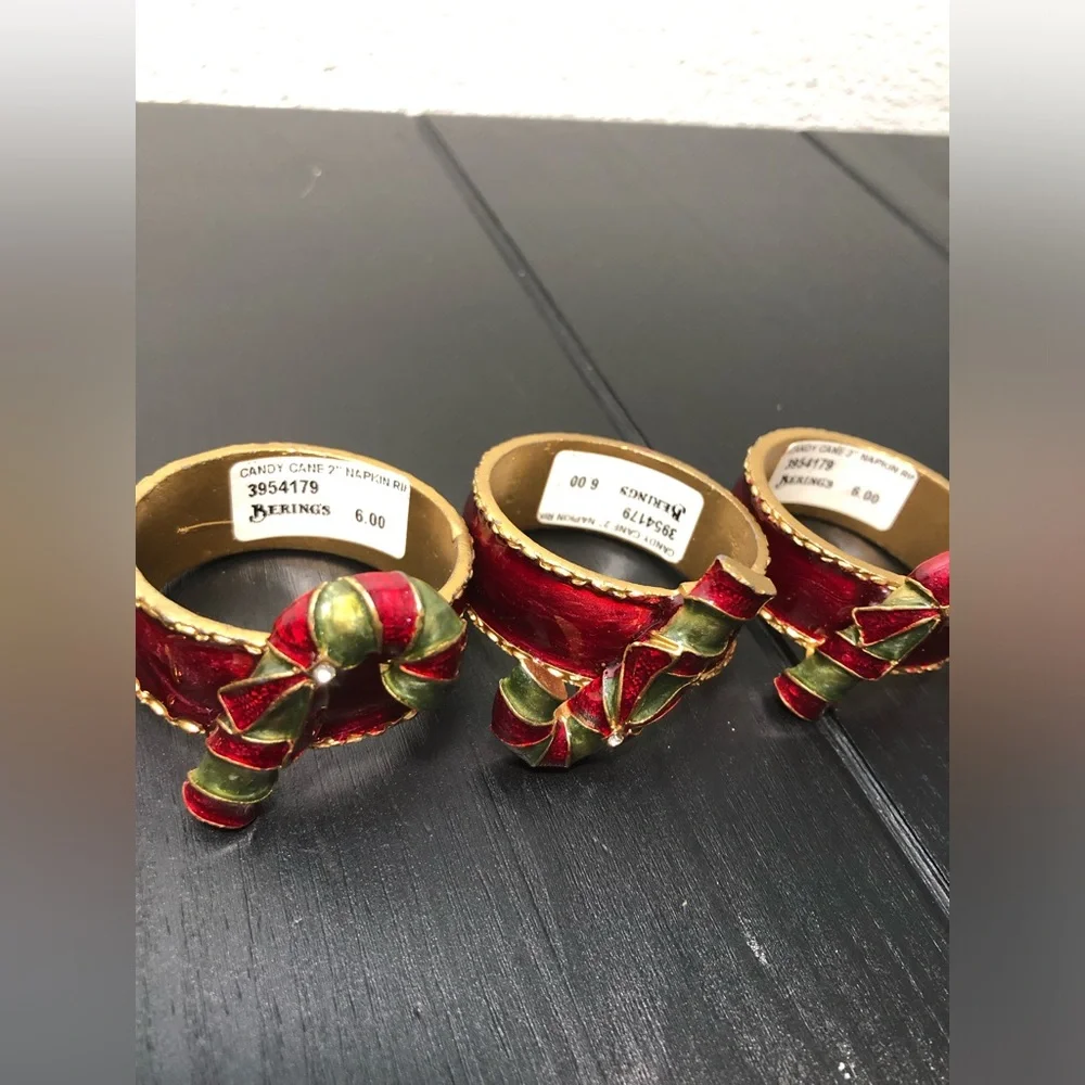 Holiday Poinsettia Napkin Rings and Place Card Holders - Red and Gold